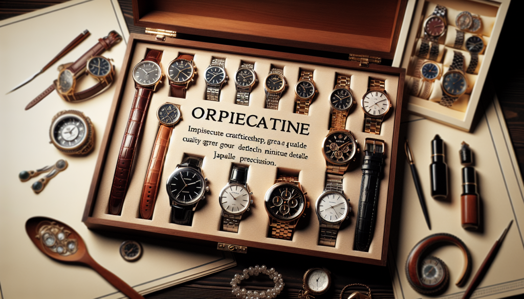 An assortment of elegant wristwatches in a display case